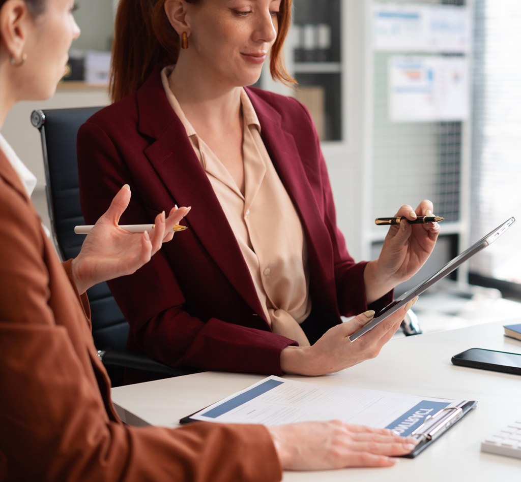 For Attorneys. Woman reviewing documents